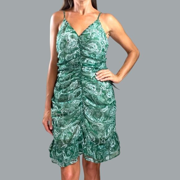 NSR NAPEAN SEA RD GREEN PAISLEY PRINT RUCHED DRESS - Picture 3 of 10